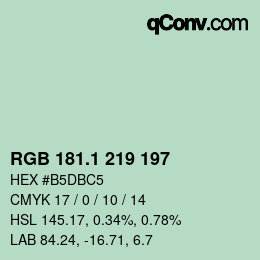 Color code: RGB 181.1 219 197 | qconv.com