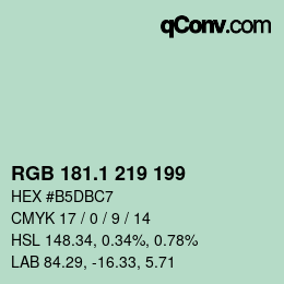 カラーコード: RGB 181.1 219 199 | qconv.com