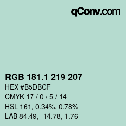 Color code: RGB 181.1 219 207 | qconv.com