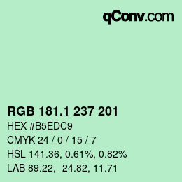 Color code: RGB 181.1 237 201 | qconv.com