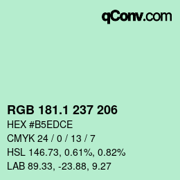 Color code: RGB 181.1 237 206 | qconv.com