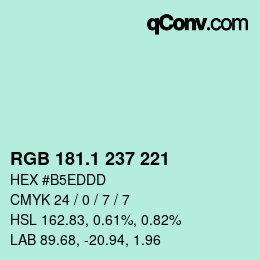 Color code: RGB 181.1 237 221 | qconv.com