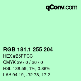 カラーコード: RGB 181.1 255 204 | qconv.com