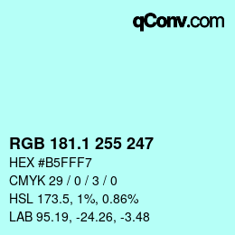 カラーコード: RGB 181.1 255 247 | qconv.com