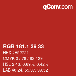 カラーコード: RGB 181.1 39 33 | qconv.com