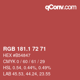Color code: RGB 181.1 72 71 | qconv.com