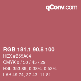 Color code: RGB 181.1 90.8 100 | qconv.com