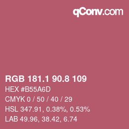 カラーコード: RGB 181.1 90.8 109 | qconv.com