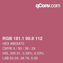 カラーコード: RGB 181.1 90.8 112 | qconv.com