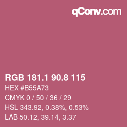 カラーコード: RGB 181.1 90.8 115 | qconv.com