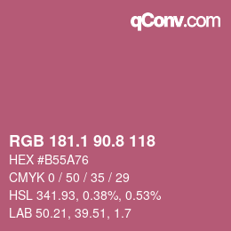 カラーコード: RGB 181.1 90.8 118 | qconv.com