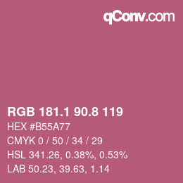カラーコード: RGB 181.1 90.8 119 | qconv.com