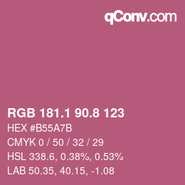 カラーコード: RGB 181.1 90.8 123 | qconv.com