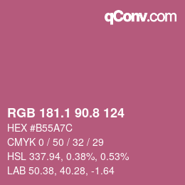 カラーコード: RGB 181.1 90.8 124 | qconv.com