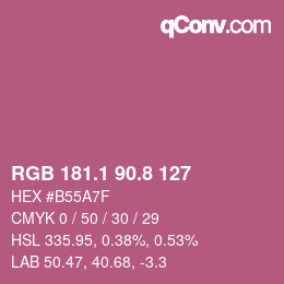 カラーコード: RGB 181.1 90.8 127 | qconv.com