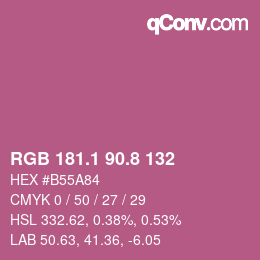 カラーコード: RGB 181.1 90.8 132 | qconv.com