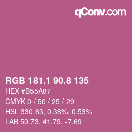 カラーコード: RGB 181.1 90.8 135 | qconv.com