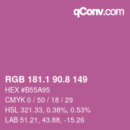 カラーコード: RGB 181.1 90.8 149 | qconv.com