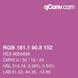カラーコード: RGB 181.1 90.8 152 | qconv.com