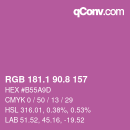 カラーコード: RGB 181.1 90.8 157 | qconv.com