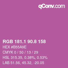 カラーコード: RGB 181.1 90.8 158 | qconv.com