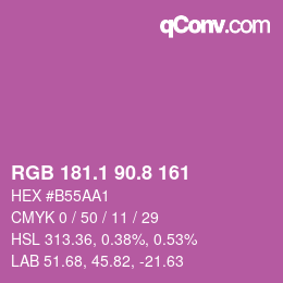 カラーコード: RGB 181.1 90.8 161 | qconv.com