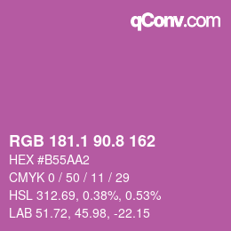 カラーコード: RGB 181.1 90.8 162 | qconv.com