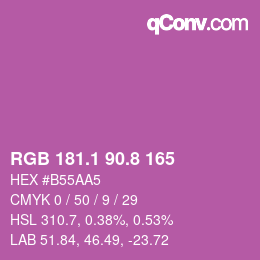 カラーコード: RGB 181.1 90.8 165 | qconv.com