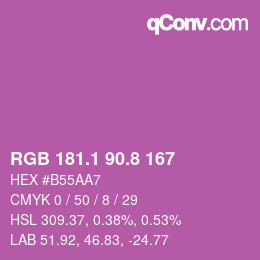 カラーコード: RGB 181.1 90.8 167 | qconv.com