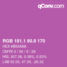 カラーコード: RGB 181.1 90.8 170 | qconv.com