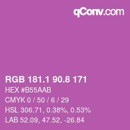 カラーコード: RGB 181.1 90.8 171 | qconv.com