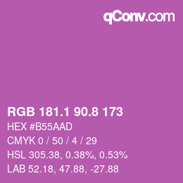 カラーコード: RGB 181.1 90.8 173 | qconv.com