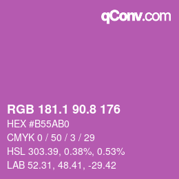 カラーコード: RGB 181.1 90.8 176 | qconv.com