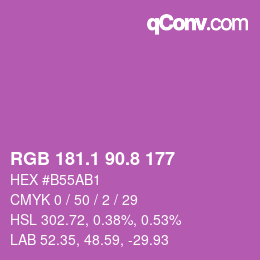 カラーコード: RGB 181.1 90.8 177 | qconv.com
