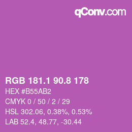 カラーコード: RGB 181.1 90.8 178 | qconv.com