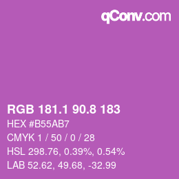 カラーコード: RGB 181.1 90.8 183 | qconv.com