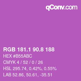 カラーコード: RGB 181.1 90.8 188 | qconv.com