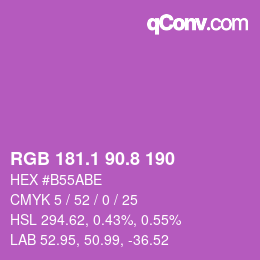 カラーコード: RGB 181.1 90.8 190 | qconv.com