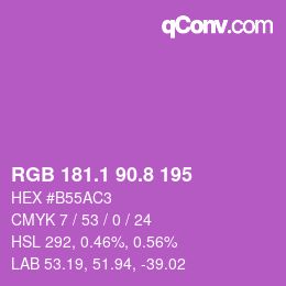 カラーコード: RGB 181.1 90.8 195 | qconv.com