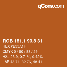 Color code: RGB 181.1 90.8 31 | qconv.com