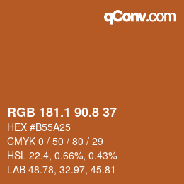 Farbcode: RGB 181.1 90.8 37 | qconv.com