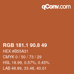 カラーコード: RGB 181.1 90.8 49 | qconv.com