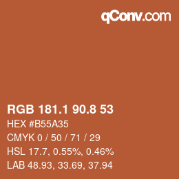 カラーコード: RGB 181.1 90.8 53 | qconv.com