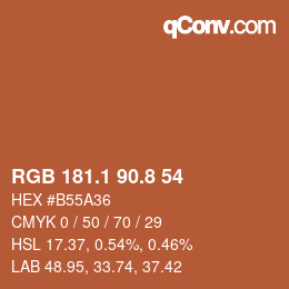カラーコード: RGB 181.1 90.8 54 | qconv.com