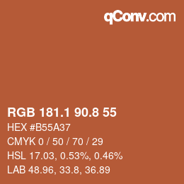 Color code: RGB 181.1 90.8 55 | qconv.com