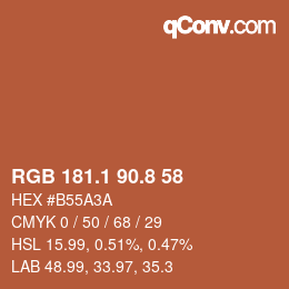 カラーコード: RGB 181.1 90.8 58 | qconv.com