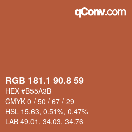 カラーコード: RGB 181.1 90.8 59 | qconv.com