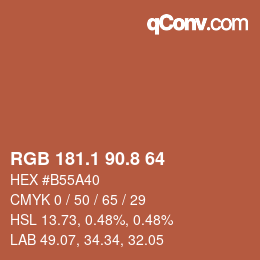 カラーコード: RGB 181.1 90.8 64 | qconv.com