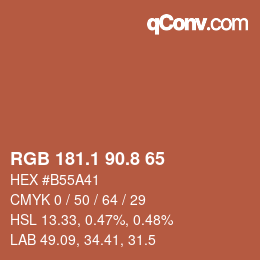 Color code: RGB 181.1 90.8 65 | qconv.com