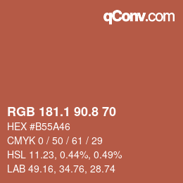 Color code: RGB 181.1 90.8 70 | qconv.com
